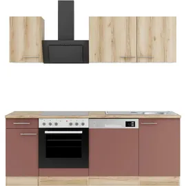 OPTIFIT Küchenzeile 210 cm Wildeiche/Rostrot