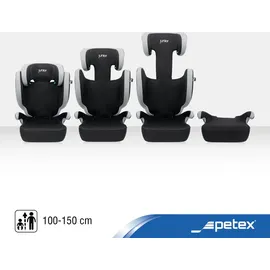 PETEX Auto-Kindersitz mit ISOFIX - Basic Plus i-Size Norm nach ECE R129 für Kinder von ca. 100-150 cm, höhenverstellbarer Kinderautositz in grau, 1 Stück