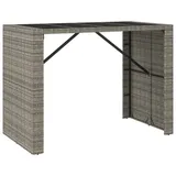 vidaXL Bartisch mit Glasplatte Grau 145x80x110 cm Poly Rattan