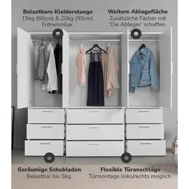 mokebo Drehtürenschrank Der Grenzenlose 210 x 187 x 58 cm Weiß