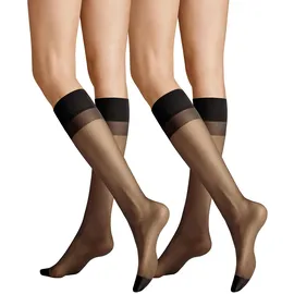 Hudson Damen Kniestrümpfe Simply 20 To Go 2-Pack druckfreier Bund 20 DEN Black 0005 ONESIZE