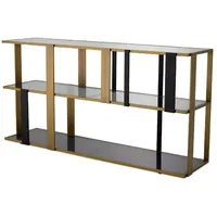 Casa Padrino Luxus Regalschrank Messing / Schwarz / Grau