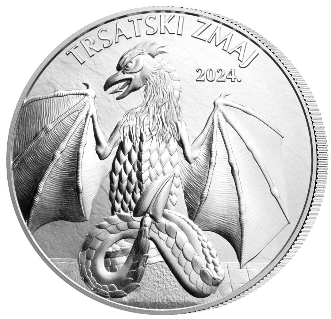 Kroatien 2024: Seltene 4 Euro-Silber-Gedenkmünze "Drache von Trsat"