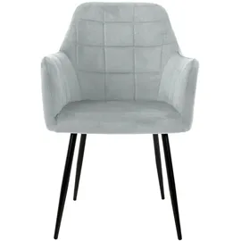 ECD Germany 2er Set Esszimmerstühle mit Rücken- und Armlehnen, Grau, aus Samt