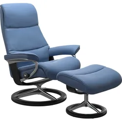 Relaxsessel STRESSLESS "View", blau (lazuli blau), B:82cm H:109cm T:81cm, Sessel, mit Signature Base, Größe M,Gestell Schwarz