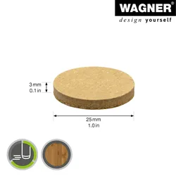 WAGNER Spezialgleiter SYNO 12tlg. - Ø 25 x 3 mm, Spezialfaser, selbstklebend, braun, als Gleitpad, robust - 16102599