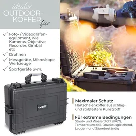 HMF ODK100 Outdoor-Fotokoffer, mit Rasterschaumstoff, 57 x 41,5 x 21,5 cm