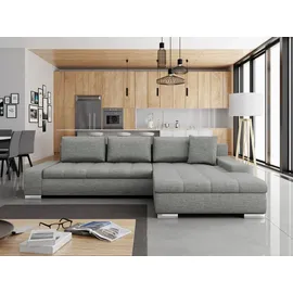 Mirjan24 Ecksofa Orkan, Elegante Polsterecke, Schlaffunktion und Bettkasten, Eckcouch vom Hersteller (Farbe: Rico 12) - Grau