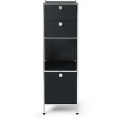 Tchibo - Schmale Kommode Metall »Cn3« mit zwei Schubladen und 1 Klappenfach - 40x40x127cm - schwarz - Stahl / Aluminium / Kunststoff