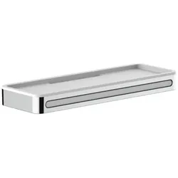 SCALIDO-Duschablage aus Metall m. Kunst- stoff-Einsatz u Glasabzieher verchr/weiß