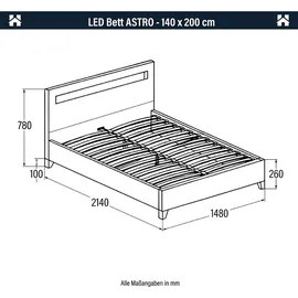 Home Deluxe Astro LED 140 x 200 cm schwarz