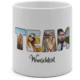 PhotoFancy® - XL Tasse 'Team' - Personalisierte Fototasse mit eigenem Foto und Text - Große Tasse selbst gestalten - Jumbo-Becher XL 500 ml