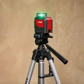 Stier Kreuzlinienlaser 360° x 120°, grün 520nm, Baulaser mit präziser Nivelliergenauigkeit von ±3 mm / 10 m, IP54