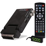 RED OPTICUM AX Lion 5 AIR DVB-T2 Receiver PVR I DVB-T2 HD-Receiver mit Aufnahmefunktion - externer IR Sensor mit LED Display - SCART/ HDMI Anschluss - USB 2.0 I 12V Netzteil ideal für Camping