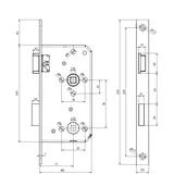 MS Beschläge Falzschloss 235x20mm Stulp eckig Einstemmschloss 55mm Dornmaß WC-Bad rechts