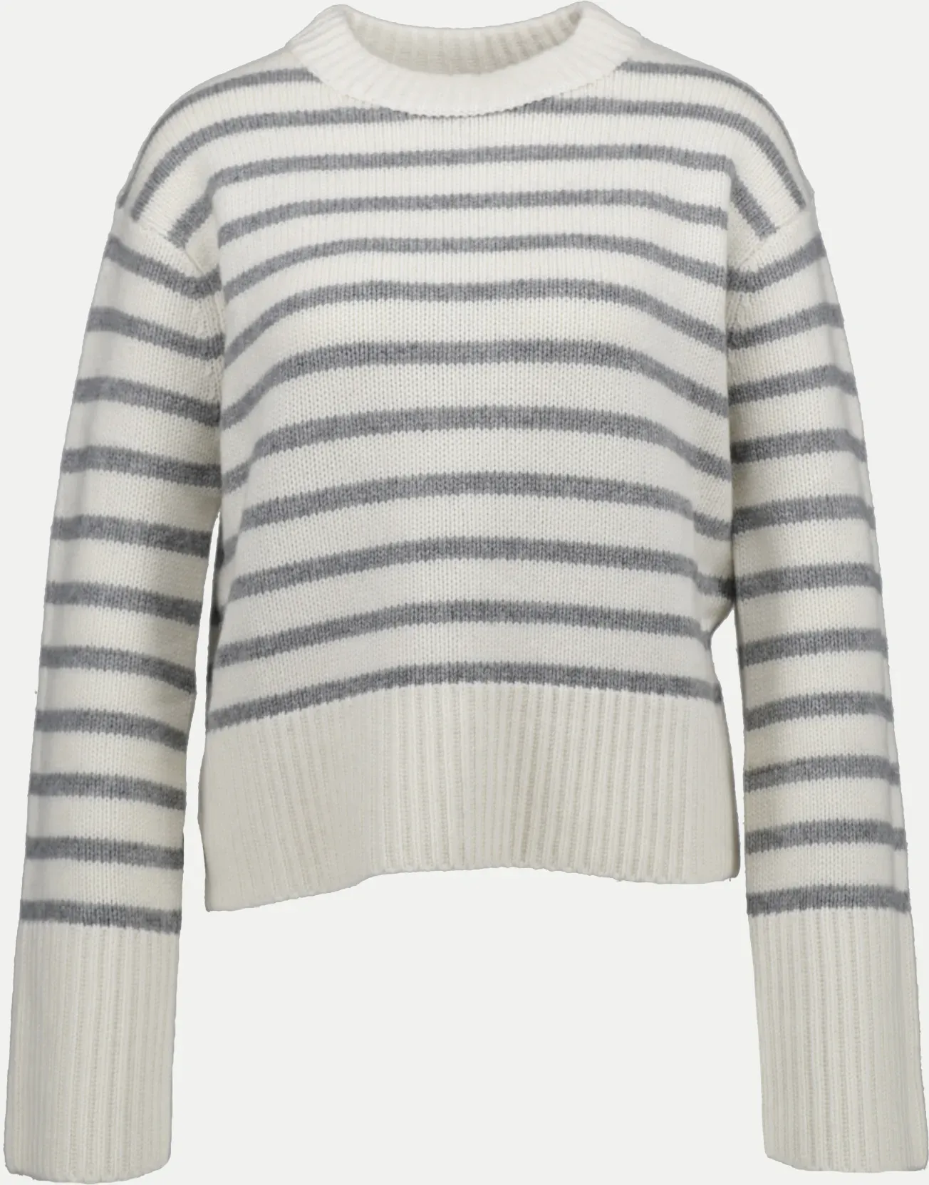 Gestreifter Strickpullover aus Woll-Kaschmir-Mix Weiß 40