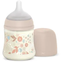 Suavinex Suavinex, 150 ml Babyflasche, SX Pro Silikon-Sauger, Antikolik-Ventil. Flasche mit langsamen Fluss-Sauger (S). Babys +0 Monate und Neugeborene. Wonderland, Blumen, Rosa