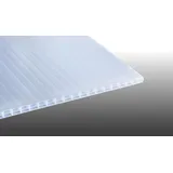 Polycarbonat Stegplatte, 16/20 mm, Weiß-Opal, 980 mm x 4000 mm Stegdreifachplatte – robuste Doppelstegplatte – Hohlkammerplatte für Terrassendächer