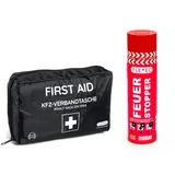 KFZ-Verbandtasche DIN 13164 - Verbandskasten Auto - Erste Hilfe Kasten Auto - Verbandkasten PKW - Motorrad - Auto Set - Schwarz - Verbandstasche