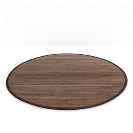 Homestyle4u 374, Bambusteppich rund 90 cm Bambusmatte Bad rutschfest Teppich Dunkel Braun