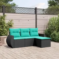 vidaXL Gartensofa-Set 4-tlg. schwarz