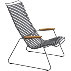 HOUE CLICK Relaxsessel Lounge Chair Bambusarmlehnen Stahlgestell - Grau
