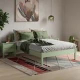 ESTADESIGN Set aus Massivholz Bett und Lattenrost – FSC-zertifiziertes Birkenholz, Stabil, Langlebig und Einfach zu Montieren, Skandinavisches Design für Moderne Schlafzimmer (Olive, 140x200 cm)