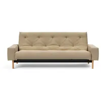 Schlafsofa INNOVATION LIVING TM "MIMER hochwertige Schlaffunktion, aktuelles Design und extra Komfort" Sofas Gr. T: 100cm, Microfaser VIVUS, beige (dusty sand 571 vivus) Taschenfederkernmatratze, Breite Liegefläche 140 cm