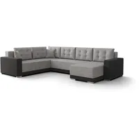 ALTDECOR Ecksofa mit Schlaffunktion und Bettkasten, Polstercouch in U-Form Links angeordnet, rückenecht gepolstert, ideal als Gästebett - ORIO3-314x210x87 cm Hellgrau/Grau