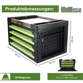 Trutzholm Werkzeugkiste 4 Schubladen ca. 68 x 46 cm leer grün