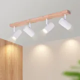 ZMH Deckenstrahler 4 Flammig Holz schwenkbar weiß