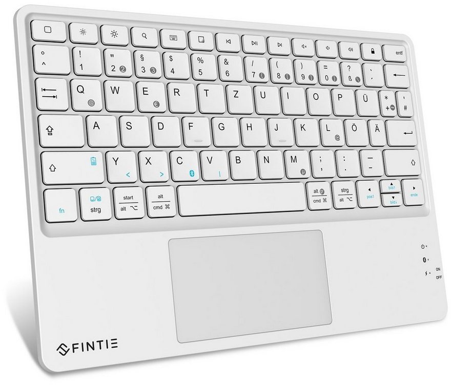 Fintie Kabellose Bluetooth Tastatur mit Touchpad, Deutsch Layout Tastatur Tablet-Tastatur (für iPad, Samsung, Lenovo Tablets, iPhone, Smartphone, Android-Tablets) weiß