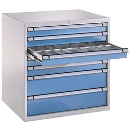 Thurmetall Schubladenschrank, einbahnig, 7 Schübe blau, 100.5x100x69.5 cm