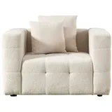 Home Deluxe Teddy Sessel Como Bouclé 132 x 68 x 92 cm Beige mit Kissen