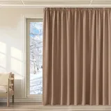 KGORGE Raumteiler Thermo Vorhang gegen Kälte Wohnzimmer 1er Set 220 x 300 cm(HxB) Verdunklungsvorhänge Kräuselband Thermovorhang Kälteschutz Gardinen Blickdicht für Schienensystem, Cappuccino