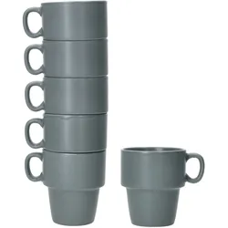6er Set Kaffeebecher Stata Grau Porzellan - 11801
