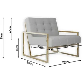 s-style möbel Loungesessel Tampa Bouclé 84 x 81 x 89 cm Grau/Gold