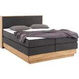 Home Affaire Boxspringbett HOME AFFAIRE "Cavan", grau (charcoal), L:220cm, Microfaser (100% Polyester), Komplettbetten, Boxspringbett, Eiche, inkl. Bettkasten & Topper, verschiedene Härtegrade (auch H4)