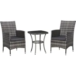 Outsunny Gartenmöbel-Set Metall, PE-Rattan, Polyester, Schaumstoff