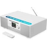 Internetradio mit CD Player & Bluetooth | 120W 2.1 Stereo DAB Radio mit Eingebauter Subwoofer | Internetradio WLAN mit Spotify Connect, Podcasts, FM | Farbdisplay | Majority Quadriga Internet Radio