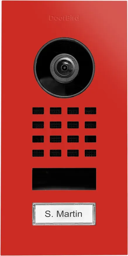 DoorBird D1101V Unterputz IP Video Türsprechanlage Reinrot, Edelstahl, pulverbeschichtet, seidenmatt