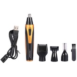 SOULONG 4 In 1 ABS Edelstahl Wiederaufladbare Männer Nase Ohr Tempel Haarschneider Elektrische Bart Augenbraue Clipper Rasierzeug, Nasenhaarschneider mit Einer Waschbürste Geliefert, USB Ladegerät