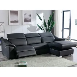 vente-unique Ecksofa Relaxsofa elektrisch - Oberleder - Schwarz - Ecke rechts - PEDRERA