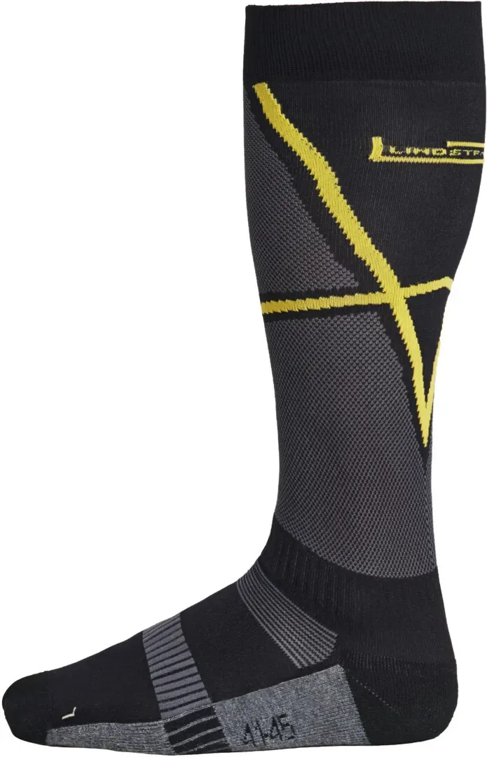 Lindstrands L Cool Socken, schwarz-grau-gelb, Größe 36 37 38 39 40 für Männer
