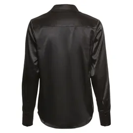 LAURA SCOTT Satinbluse LAURA SCOTT, Damen, Gr. 34, schwarz, Web, Obermaterial: 95% Polyester, 5% Elasthan, unifarben, 2-Knopf-Manschette mit Knöpfen, Blusen, in femininem Look - NEUE KOLLEKTION