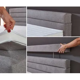SUN GARDEN Boxspringbett Holzwerkstoff/Stoff mit Federkernmatratze - silber