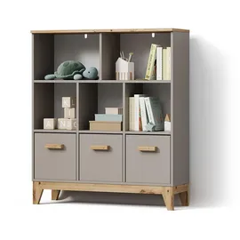 livinity® Kinderregal Mailo 98,4 x 113,4 cm Eiche grau