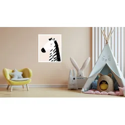 Bild mit Rahmen LÜTTENHÜTT "oder Poster, Zebra im Profil", bunt (farbe bild(er): bunt), B:30cm H:40cm T:0,2cm, Papier, Bilder, HD Premium Druck