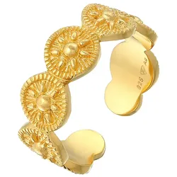 Elli Bandring Sonne Münze Offen Verstellbar 925 Silber Gold Damen 