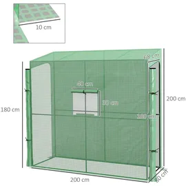 Outsunny Foliengewächshaus PE Grün 200 cm 1,6 m2